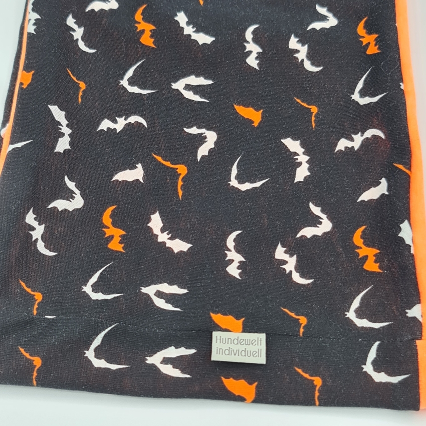 Halloween Loop für Hunde schwarz mit orangenen & weißen Fledermäusen